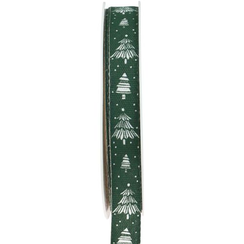 gjenstander Julebånd med grantrær gavebånd grønt 15mm 20m