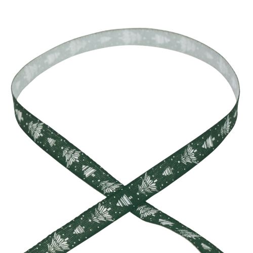 gjenstander Julebånd med grantrær gavebånd grønt 15mm 20m