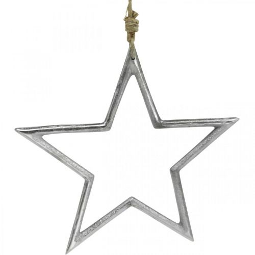 Julepyntstjerne, adventsdekorasjon, stjerneanheng sølv B24,5cm
