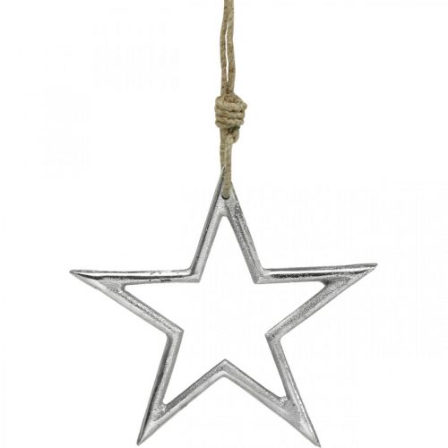 Julepyntstjerne, adventsdekorasjon, stjerneanheng sølv B15,5cm