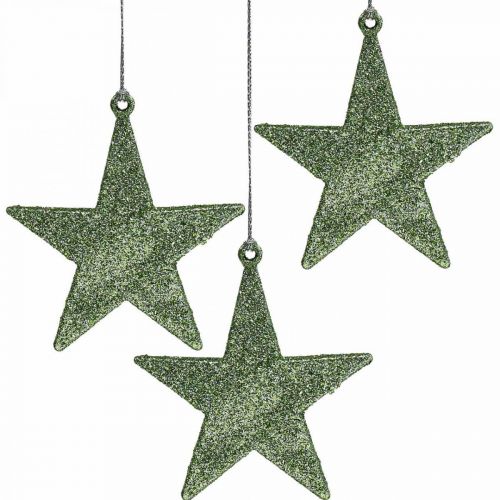 Floristik24 Julepynt stjerneheng mint glitter 10cm 12stk