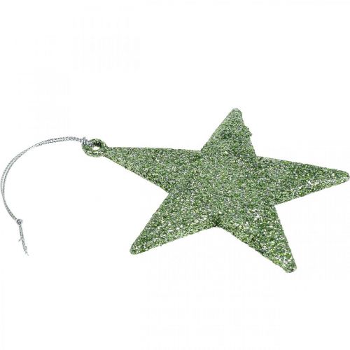 Floristik24 Julepynt stjerneheng mint glitter 10cm 12stk
