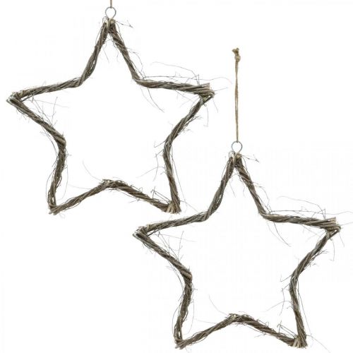 gjenstander Julepynt stjerne vindusdekor vasket hvit alm Ø40cm 2stk