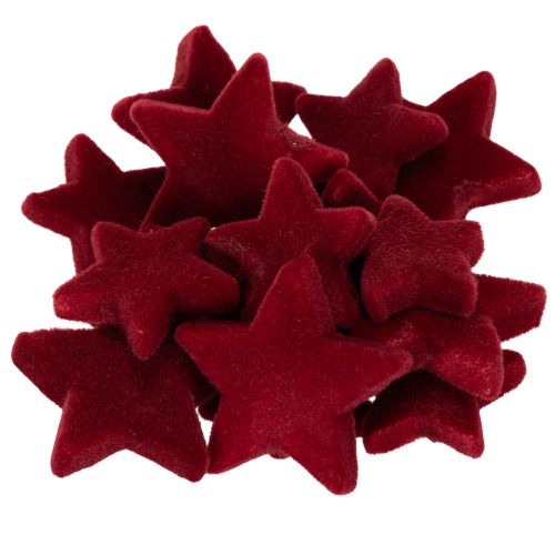 Julepynt, stjerner, bordeaux flokket, borddekorasjon, 4-5 cm, 40 stk. kjøpe | Floristik24.no