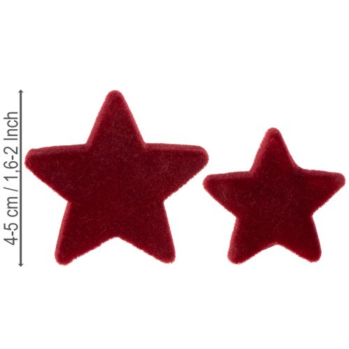 Julepynt, stjerner, bordeaux flokket, borddekorasjon, 4-5 cm, 40 stk. | Floristik24.no