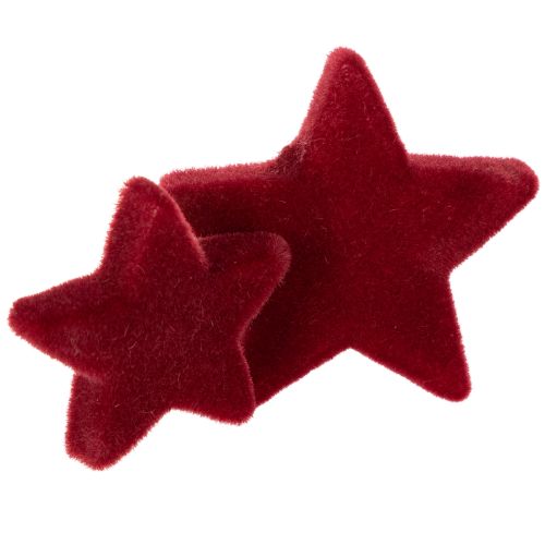 Julepynt, stjerner, bordeaux flokket, borddekorasjon, 4-5 cm, 40 stk. | Floristik24.no