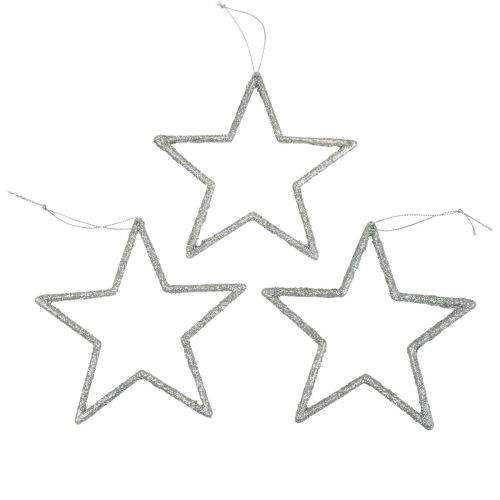 gjenstander Julepynt stjerneheng sølv glitter 12cm 12stk