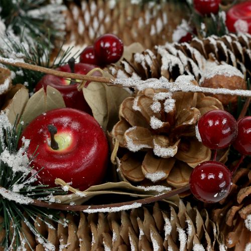 gjenstander Julekrans med dekorative frukter snødde i Ø33cm