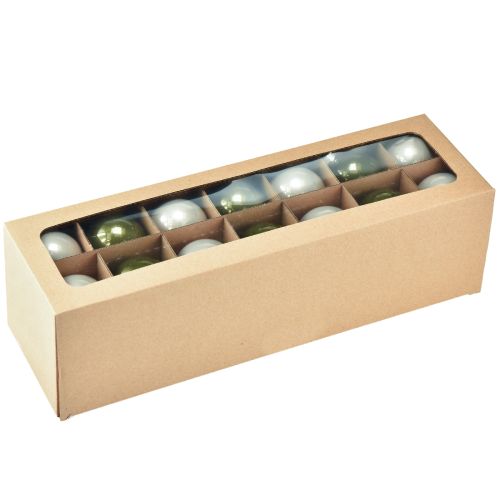 gjenstander Julekuler i glass, blanke, i oliven og sølvgrått, 5 cm, 24 stk.