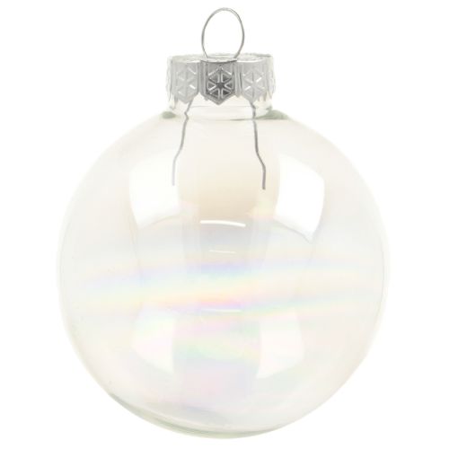 Glasskule i perlemorlook med iriserende shimmer, 6 cm, 24 stk.
