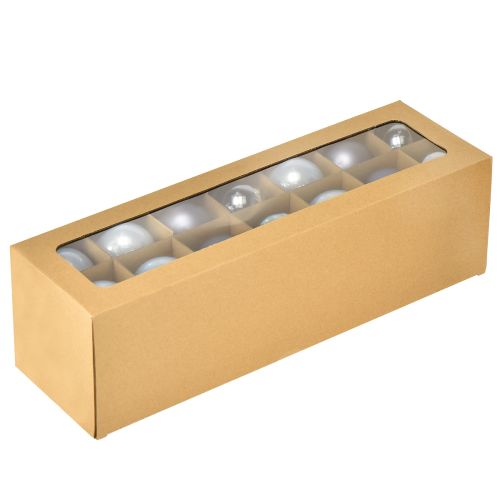 gjenstander Julekuler i glass, sett med 3 – lyseblå, blå, metallisk blå og matt, med oppheng, 6 cm, 24 deler