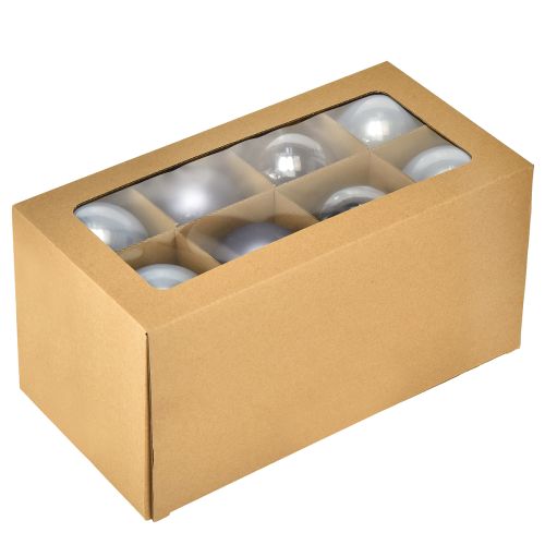 gjenstander Sett med blå/sølvfargede glasskuler – matte og blanke, glassdekorasjoner til vinterblomsteroppsatser, 7,5 cm, 12 deler