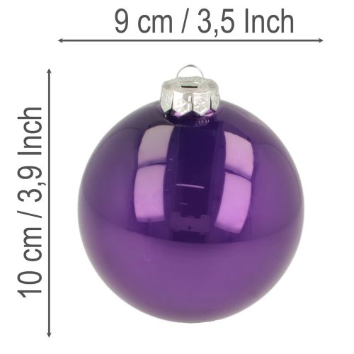 Skinnende julekuler, sett med 10, assorterte farger, 95 mm | Floristik24.no