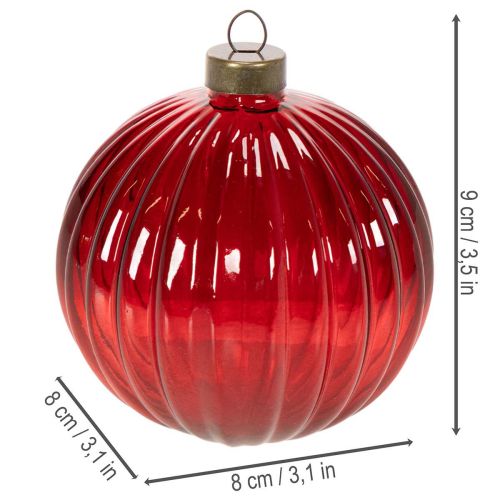 Julekuler, glass, røde, 8 cm, 12 stk. | Floristik24.no