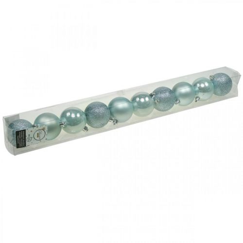 gjenstander Julekuler plast lyseblå blanding Ø6cm 10 stk