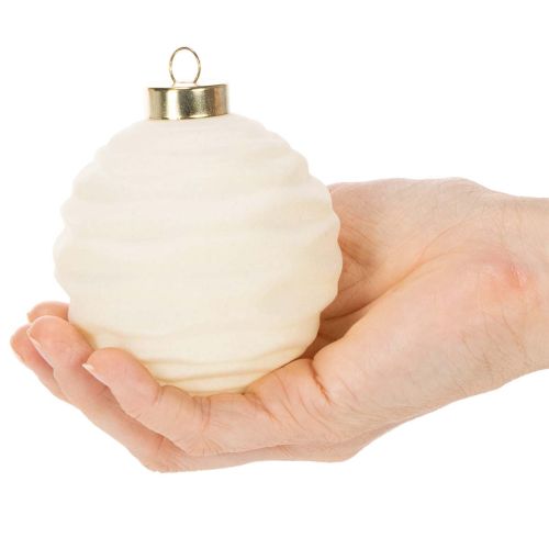 Julekule i hvitt, blandede teksturer, 8 cm, 12 stk. | Floristik24.no