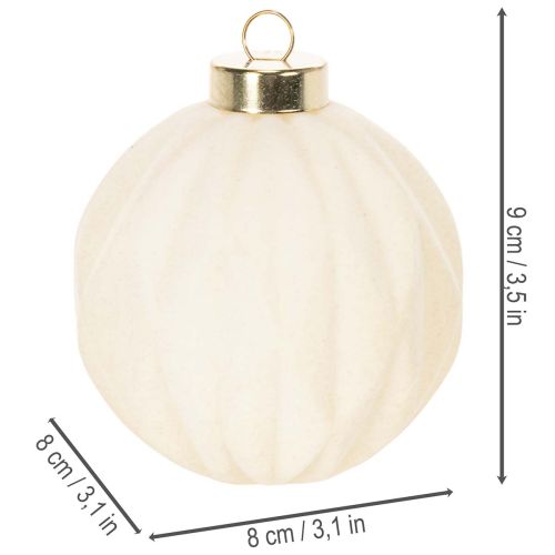 Julekule i hvitt, blandede teksturer, 8 cm, 12 stk. | Floristik24.no