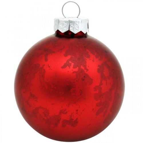 gjenstander Treball, juletrepynt, glassball rødmarmorert H4,5cm Ø4cm ekte glass 24stk