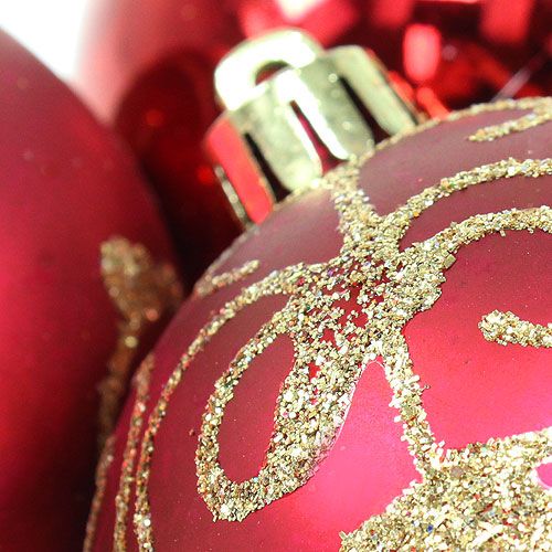 Floristik24 Julekule plast rubin Ø70mm 8stk