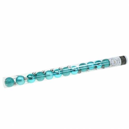 Floristik24 Juletrepynt Julekule turkis 3cm 14stk