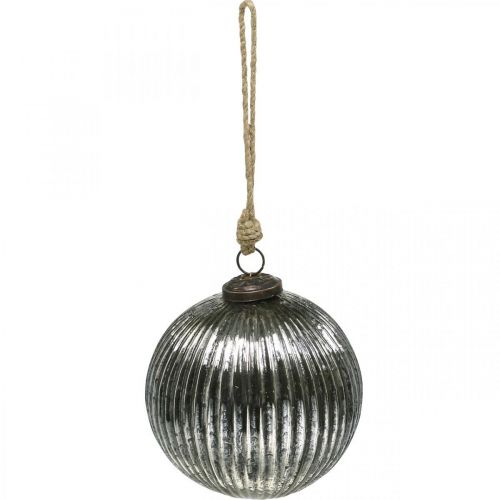 Floristik24 Julekuler glass Juletrekuler sølv med riller Ø12cm 2stk