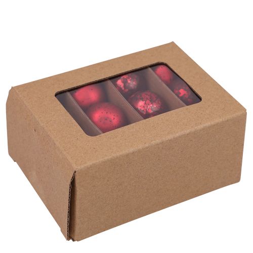 gjenstander Julekuler i rødt vintage glass mini Ø3cm 22 stk