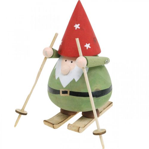 gjenstander Gnome på ski dekorativ figur tre Jul Gnome figur H13cm