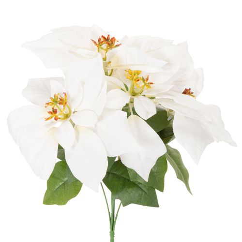 Kunstig julestjerne, hvit, storblomstret, dekorativ plante, 40 cm