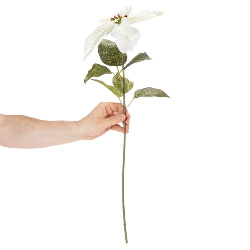 Kunstig hvit julestjerne, stor blomstrende grendekorasjon, 65 cm, 2 stk. | Floristik24.no