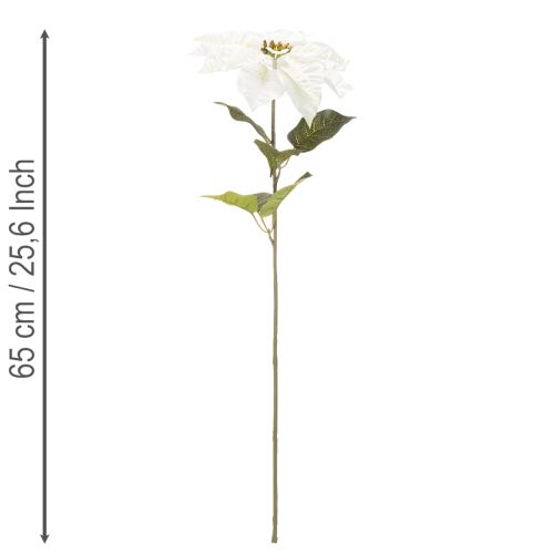 Kunstig hvit julestjerne, stor blomstrende grendekorasjon, 65 cm, 2 stk. | Floristik24.no