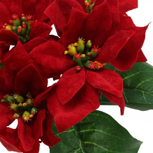 gjenstander Kunstig julestjerne rød silke blomsterdekor 6 stk i en haug