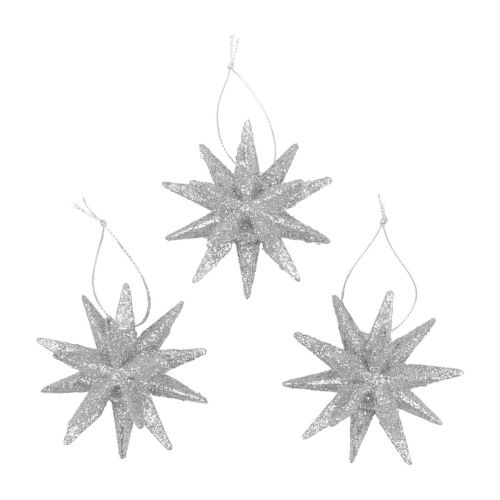 Floristik24 Julestjerner Julepynt sølvglitter Ø7cm 6stk