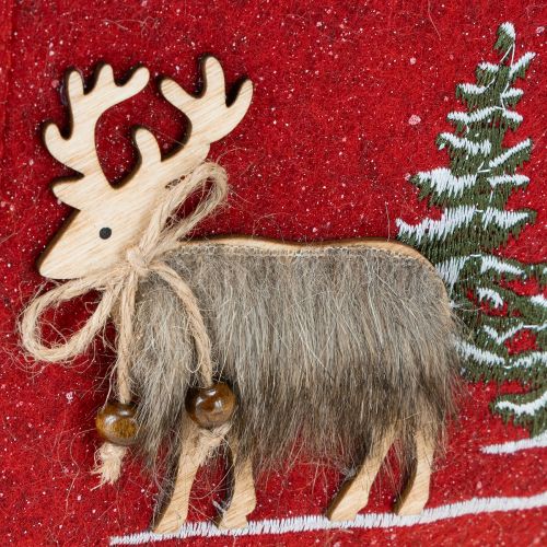 gjenstander Julepose rød med pels 15,5cm x 18cm 3 stk
