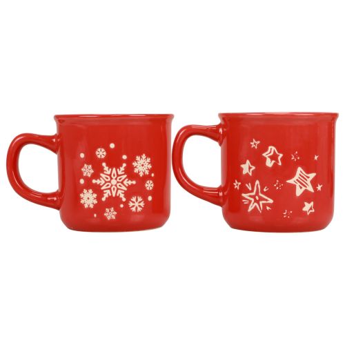 Julekopper kopp rød keramikkkopp H9cm 2stk