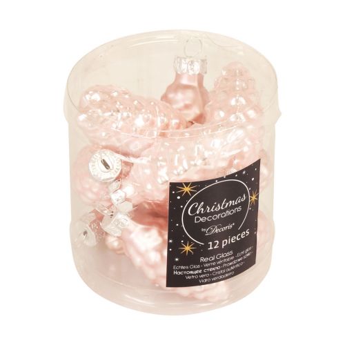 gjenstander Julekjegleglass Rosa glasskjegle Jul 6,5cm 10p