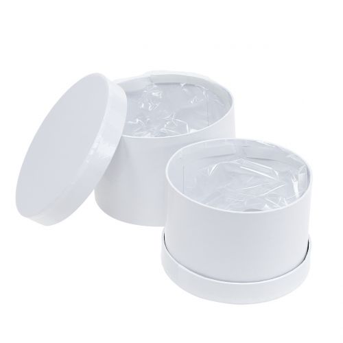 Floristik24 Blomsterkasse Blomsterkasse hvit rund Ø14cm - Ø16cm 2stk