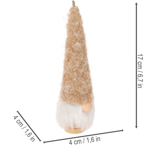 Dekorativ gnomfigur med skjegg til oppheng, 17 cm, 6 deler | Floristik24.no