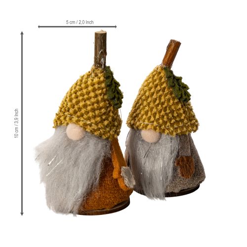Gnomfigursett med strikket lue og eikenøtt, 10 cm, 6 deler | Floristik24.no