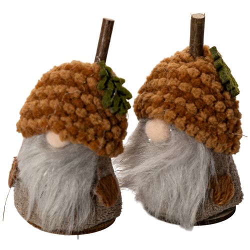 Gnomfigursett med strikket lue og eikenøtt, 10 cm, 6 deler | Floristik24.no