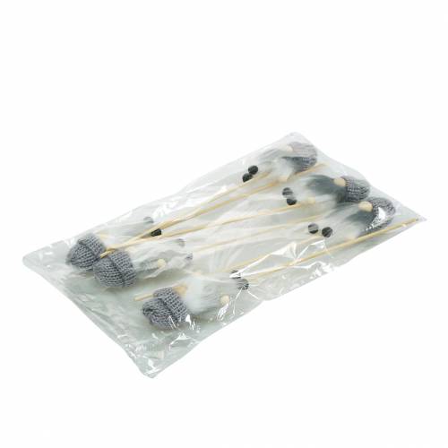 Floristik24 Blomsterpluggnisse med ulllue grå 8,5cm L29cm 6stk