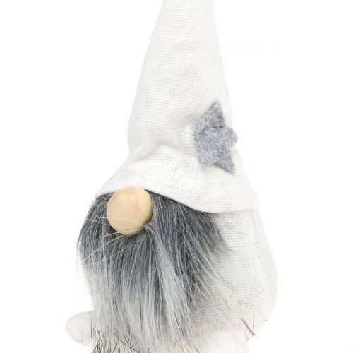 gjenstander Julenisser med skjegg hvit, grå 12cm 4stk