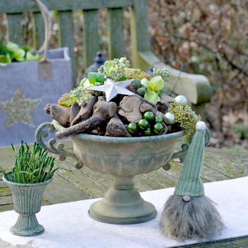 Floristik24 Gnome med ullhatt grønn 21cm 2stk