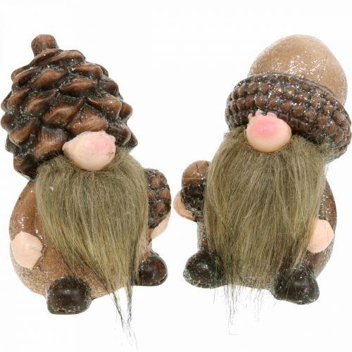 Floristik24 Dekorative gnome keramiske kjegler og eikenøtter Assortert H10,5 / 12cm 4stk