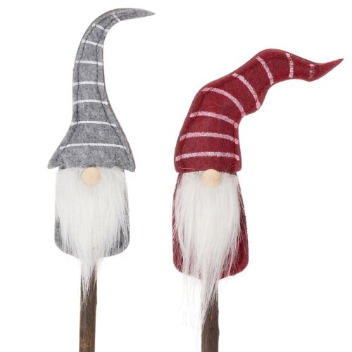 Gnome-dekorasjonsfigur med stripete hatt på trepinne, 46 cm, 6 deler kjøpe | Floristik24.no
