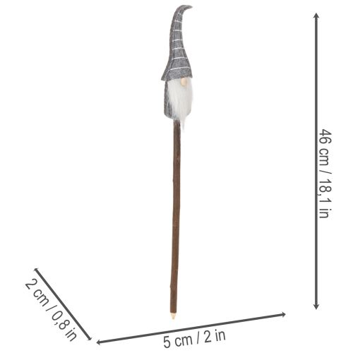 Gnome-dekorasjonsfigur med stripete hatt på trepinne, 46 cm, 6 deler | Floristik24.no