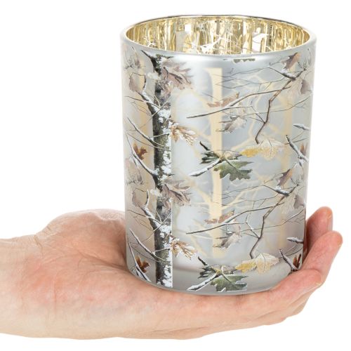 Glasslykt med grendesign, gullfarget innside, 12 cm | Floristik24.no