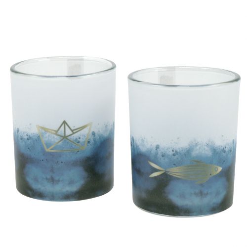 Floristik24 Lanterner blå og hvite med båt og fisk Ø6cm