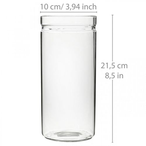 Blomstervase, glass sylinder, glassvase rund Ø10cm H21,5cm
