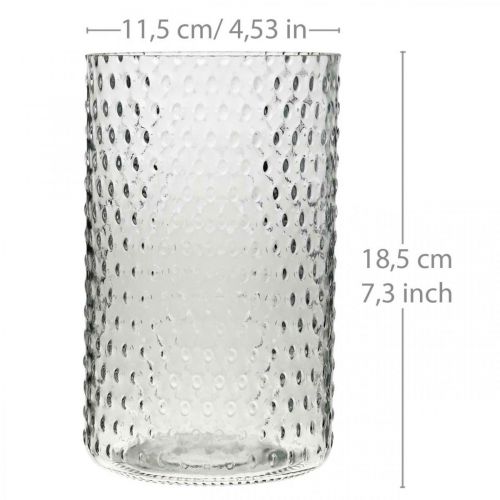 Floristik24 Blomstervase, glassvase, lysglass, glasslykt Ø11,5cm H18,5cm
