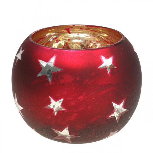 gjenstander Lyktglass telysglass med stjerner rød Ø12cm H9cm